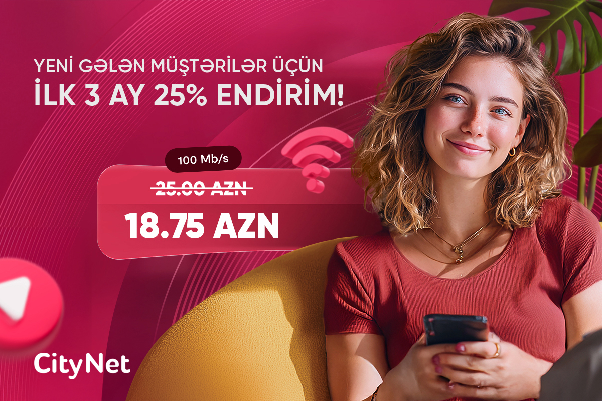 Aktual
                                                
                                                    25 Sentyabr 2025, 10:42                                                
                                            
                                            
                                                
“CityNet”dən yeni abunəçilərə xüsusi endirim kampaniyası