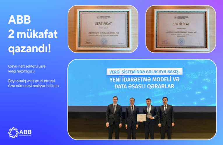 Aktual
                                                
                                                    Bu gün, 13:24                                                
                                            
                                            
                                                
ABB Dövlət Vergi Xidmətinin 2 mükafatını qazandı